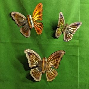 Home Interiors Vintage Brass Colored Butterflies Wall Hanging, Set Of Three